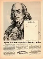 1975 Hammermill Papers Benjamin Franklin Your Humble Servant Stationery Print Ad