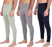 [Real Essentials] 3 Pack: Men's Thermal Underwear Base Layer Fleece Lined Compression Pants with Functional Fly