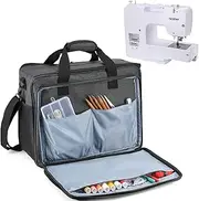 [ProCase] Sewing Machine Carrying Case, Universal Travel Tote Bag for Most Standard Size Sewing Machine Brother, Singer and Janome, with Sewing Accessories Storage Pockets and Shoulder Strap -Grey