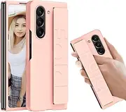 CCSamll for Samsung Galaxy Z Fold 6 Case with Wrist Strap, Slim & Lightweight Design Shockproof Protective Phone Cover Case with Stretch Wristband for Samsung Z Fold 6 TLW Pink