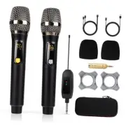 Rechargeable Wireless Microphone, Two Cordless UHF Mics Plug and Play for
