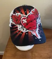 Women's Juniors Lucky Brand Black/Red/White Hat Cap w. Beads NEW
