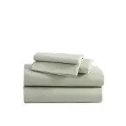 Solid 4-Piece Green Cotton Flannel King Sheet Set