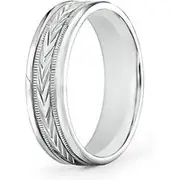 Comfort Fit Arrow Pattern Men's Milgrain Wedding Band