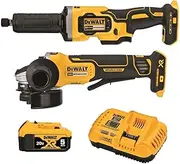 [DEWALT] 20V MAX Angle Grinder and Die Grinder, Cordless 2-Tool Set with Battery and Charger (DCK203P1)