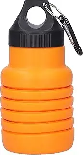 Collapsible Water Bottle 500 ml, Silicone Foldable Sports Bottle with Plastic Cap, Leakproof Travel Mug for Hiking Gym Commuting, Heat Resistant (Orange)
