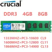 CRUCIAL DDR3 4GB 8GB 1333 1600 1866MHZ Desktop RAM Memory DIMM 1.5V 240pins