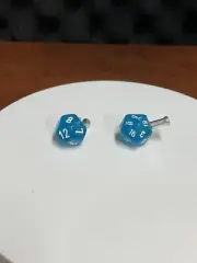 D12 & D20 Dice Brake Cable Ends Aqua Blue BMX & Other Bikes Handmade (C110) D&D
