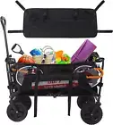 Collapsible Wagon Side Pocket, 900D Oxford Storage Bag with Mesh Pouch
