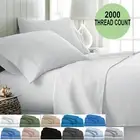 2000TC 4 Piece Bed Sheet Set Single/Double/Queen/King Flat Fitted Pillowcases AU