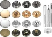 uxcell 24Set Leather Snaps Fasteners Kit 15mm Brass Press-Stud Cap Button Metal Snap Buttons with 4 Install Tools for Coats Bags Leathers Marine Boat Canvas, 4 Colors