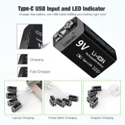 9V 9 Volt Li-ion USB Rechargeable Batteries 1100MAH Ion Battery Pack Lot