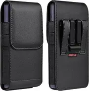 ACCKUO Leather Phone Holster with Strong Metal Belt Clip and Magnetic Closure Compatible with Samsung Galaxy S25/S24/S23/S22/S21/S20 Ultra, XL-Black