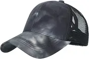 [YMXWAN] Men's Beret Ponytail Hole Mesh Cap Baseball Cap Duck Tongue Hat Sun Hat Sunshade Hat, 4, One Size