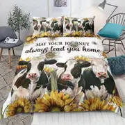 v5096 Bed Sheets Cow Sunflower May Your Journey Always Lead You Home Duvet Cover Set Bed Sheets IU5096