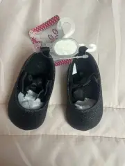 New 3-6 Month Infant Baby Girl Stepping Stones Black Dress Baby Girl Shoes