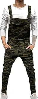 [Maiyifu-GJ] Men's Denim Bib Overalls Adjustable Straps Casual Loose Jean Jumpsuit Lightweight Jeans with Pockets