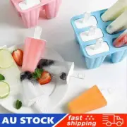 Silicone Ice Cream Mould Block /6 Cavity Frozen Molds Icy Pole Jelly Popsicle BC