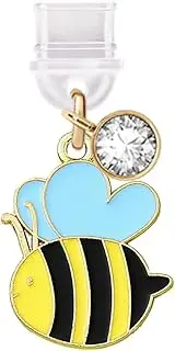 ELISE & FONDA TP653 Type-C Charging Port Anti Dust Plug Little Honey Bee Cell Phone Charm for iPhone 15/16/Samsung/OnePlus/Xiaomi/oppo Android Phones (Yellow), approx. 1.8 cm (L) x 0.2 cm (D) x 2.4 cm