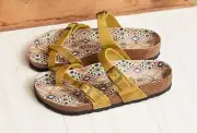 Birkenstock New w/ Box Mayari Orche Oiled Geometric Print Footbed Reg