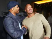 Singer actor LL Cool J actor Dwayne Rock Johnson greet each other- 2003 Photo 2