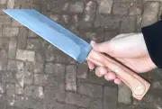 Handmade Long seax knife, hand forged tanto knife, fixed blade knife with cover