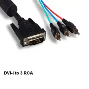 KNTK 6' DVI-I Dual Link to 3-RCA Cable 28AWG 3RCA to 24+5Pin for TV PC Display
