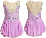 [Zagitova] Women's Figure Skating Dresses Breathable Patchwork Girls Ice Performance Dance Outfit with Shiny Rhinestone