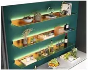 Floating Metal Shelves with Illuminated Light for Bedroom Living Room Bathroom Office Wall Mounted Decorative Display Shelf (Gold 100x20x6cm)