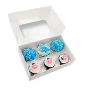 BULK 50pk 6 Holds White Cupcake Box (9.5x6.5x4in)