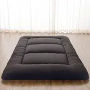 Japanese Floor Mattress Futon Mattress, Thicken Tatami Mat Sleeping Pad Foldable Roll Up Mattress Dormitory Mattress Pad Floor Lounger Pillow Bed (Black, 150 x 200 cm)