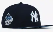 New York Yankees New Era Navy 5950 Hat 1999 WS Patch Size 7 5/8 Sky Blue UV