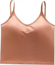 [Generic] Shirts for Women Top V Neck Beautiful Back with Bra Pads Bra Tank Top Halter Straps Bra Straps Replacement Thin
