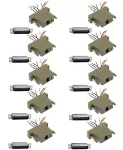 10 Lot DB25 Male to RJ45 Network 8P8C Adapter Converter Gold-Pin Connector RS232
