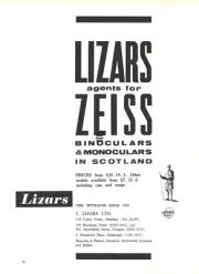 Original 1963 advert for LIZARS agents for Zeiss binoculars & monoculars