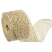 Burlap Ribbon,2 Inch Wide 10 Yards Burlap Wired Ribbon, Linen Color