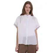 Replay Womens Denim Relaxed Fit Shirt In Linen White