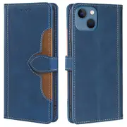 For iPhone 14 6.1 inch Skin-touch Phone Wallet Case Straw Hat Pattern Flip Stand Drop-proof Cover