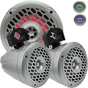 WZ652MTG 6.5-Inch Marine Box Speaker with RGB LED Lighting, 700W Max, 4 Ohms, Gray Injection Cone with Rubber Edge and Neodymium Magnet (2 Speakers)