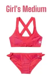 New Hurley Girls Flounce 2 Piece Bikini Swimsuit Candy Pop Pink Size Medium