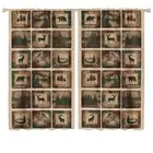 Retro Rustic Moose Deer Curtain, Moose Deer Bear Leaf Pine Cones Tree Country...