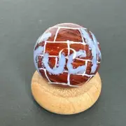 Contemporary Handmade Art Glass Marble 1.24" Brick Wall F*** Graffiti MIB Gift