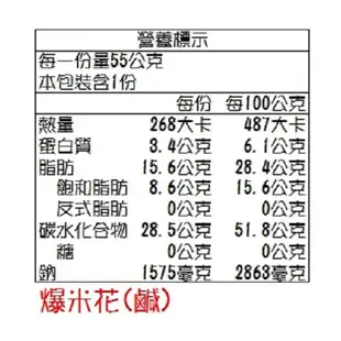 日正 爆米花 55g 甜 / 鹹 烤肉爆米花 烤爆米花 中秋