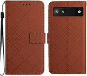 Compatible with Google Pixel 6a 5G Case,Compatible with Google Pixel 6a 5G Kickstand Flip Card Slots PU Leather Phone Cover Brown