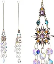 Toddmomy 2pcs Moon Shaped Solar Accessories Hanging Decorations Vibrant Sun Catchers Garden Ornaments for Home Ceiling Window Tree Decor