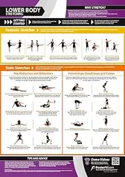 Lower Body Stretching | Dynamic & Static Stretches | Laminated Home & Gym Poster | FREE Online Video Training Support | Size - 594mm x 420mm (A2) | Improves Personal Fitness & Flexibility