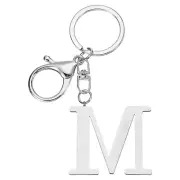 Initial Letter Key Chain Letter A-Z Keychain Initials Keyring, Silver (M)