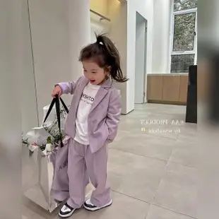 【ArBea】兒童紫色西裝套裝(帥氣西裝外套加長褲)