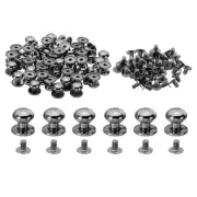 30 Sets 10mmStuds and Spikes Leather Rivets Cone Spikes Button Head Black