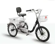 DEFGHIJ Folding Adult Tricycles 7 Speed Foldable Adult Trikes 3 Wheel Bikes with Low Step Through with Basket for Seniors Women Men(Size:Black)